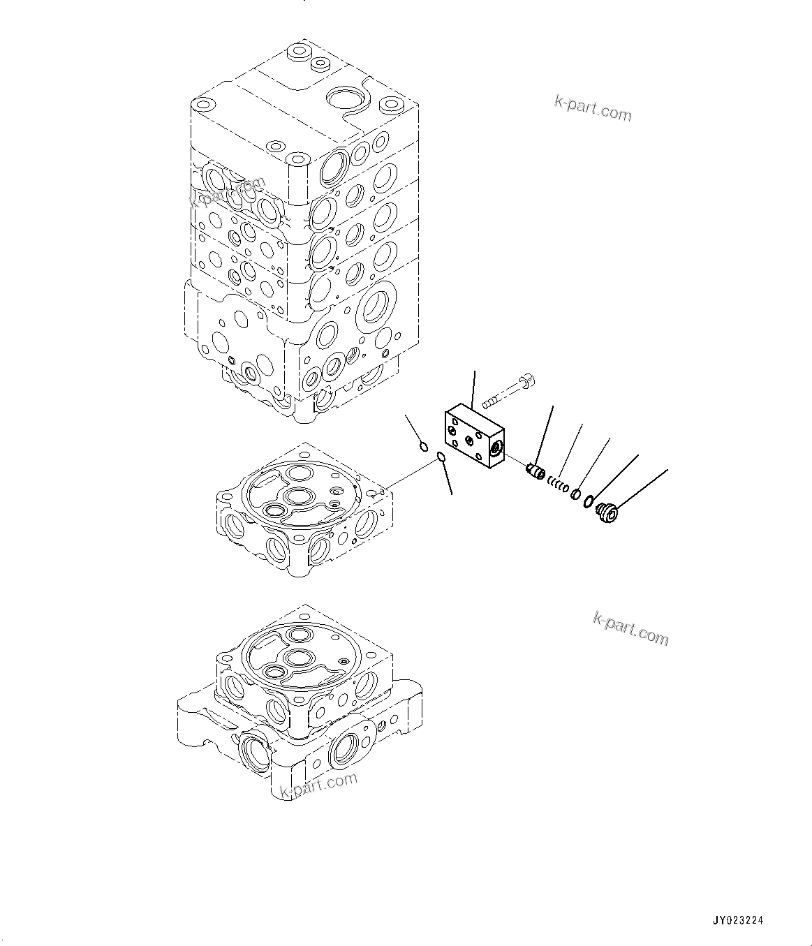 Komatsu parts book diagram for PC170LC-10 S/N 30001-UP: CONTROL VALVE, INNER PARTS (23/26) (#30001-)