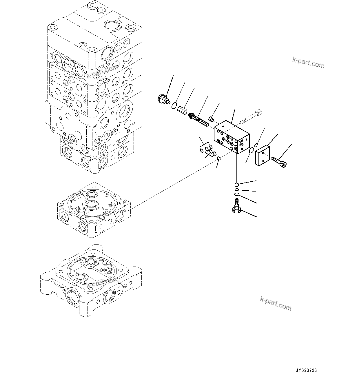 Komatsu parts book diagram for PC170LC-10 S/N 30001-UP: CONTROL VALVE, INNER PARTS (24/26) (#30001-)