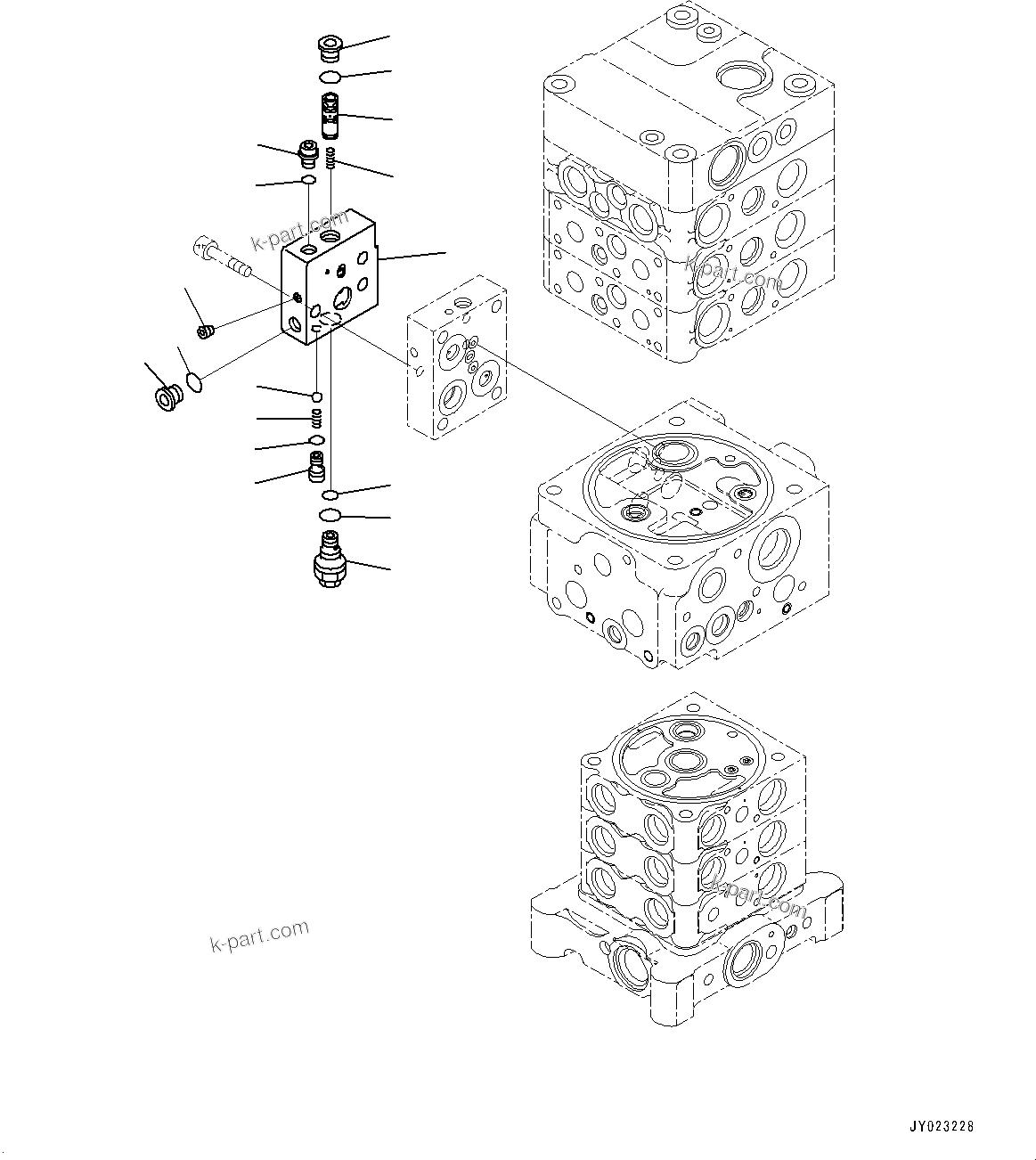 Komatsu parts book diagram for PC170LC-10 S/N 30001-UP: CONTROL VALVE, INNER PARTS (26/26) (#30001-)