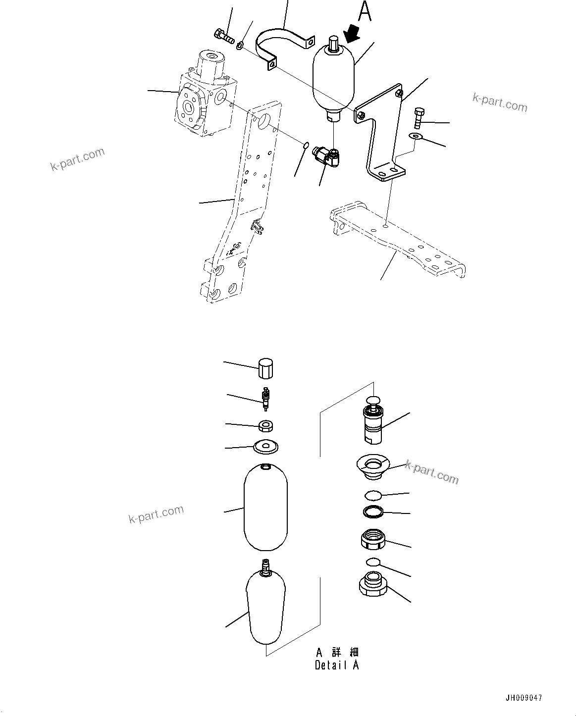 Komatsu parts book diagram for PC170LC-10 S/N 30001-UP: ACTUATOR PIPING, ACCUMULATOR (#30001-30037)