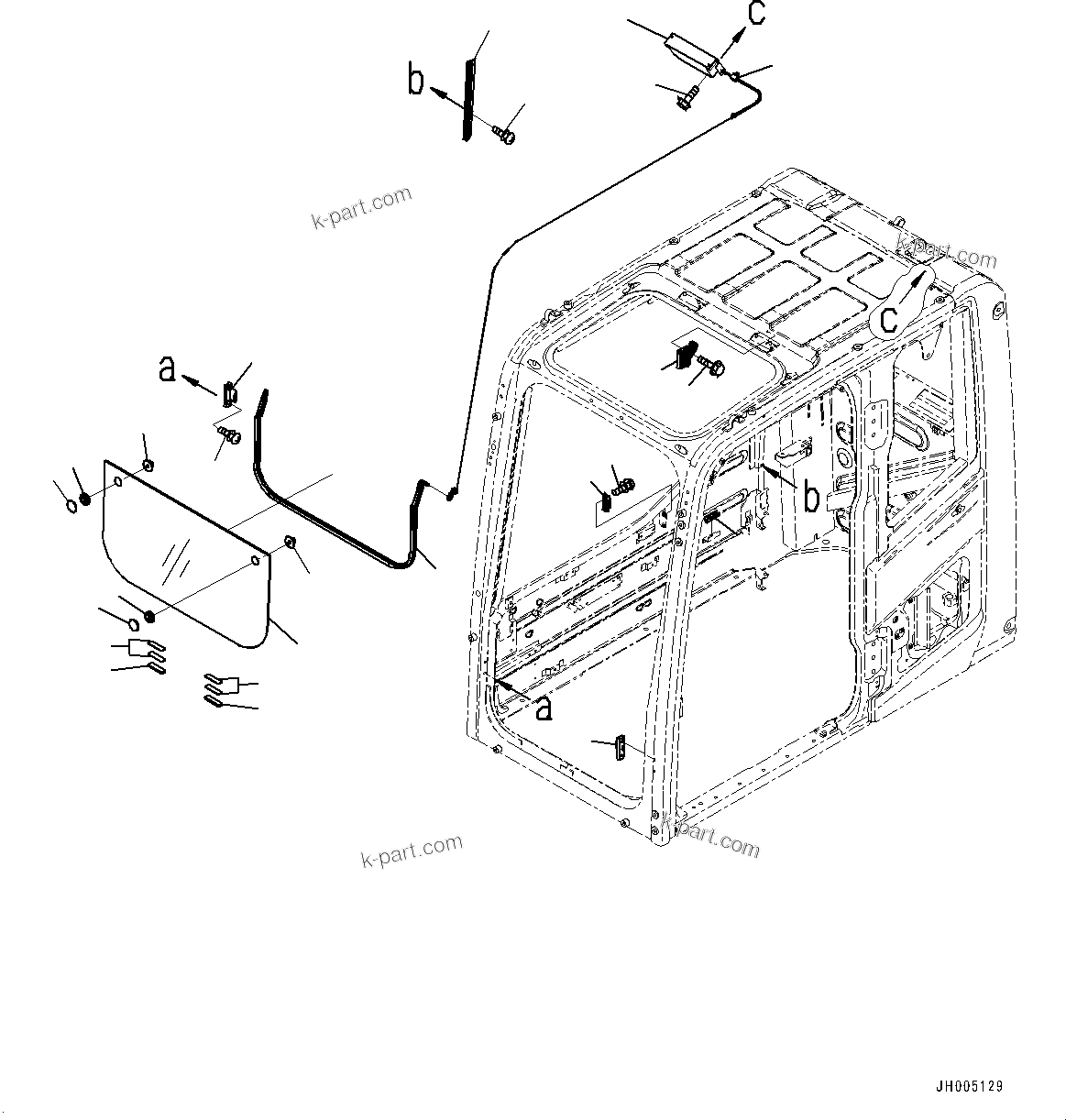 Komatsu parts book diagram for PC170LC-10 S/N 30001-UP: CAB, FRONT LOWER WINDOW (#30001-)