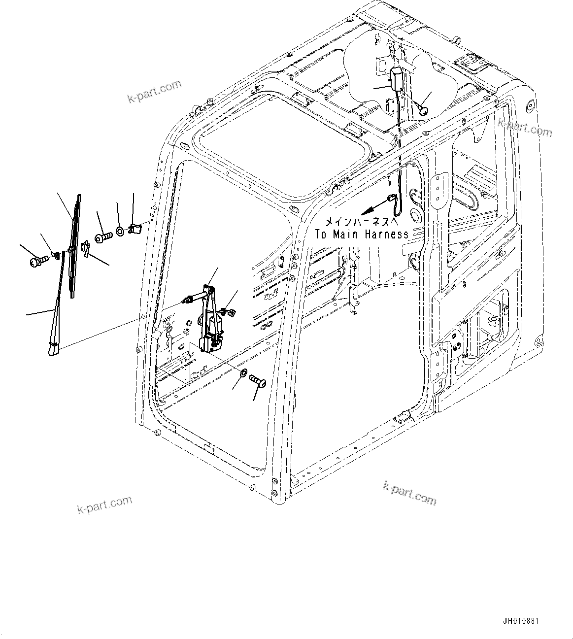 Komatsu parts book diagram for PC170LC-10 S/N 30001-UP: CAB, WIPER AND ROOM LAMP (#30001-)