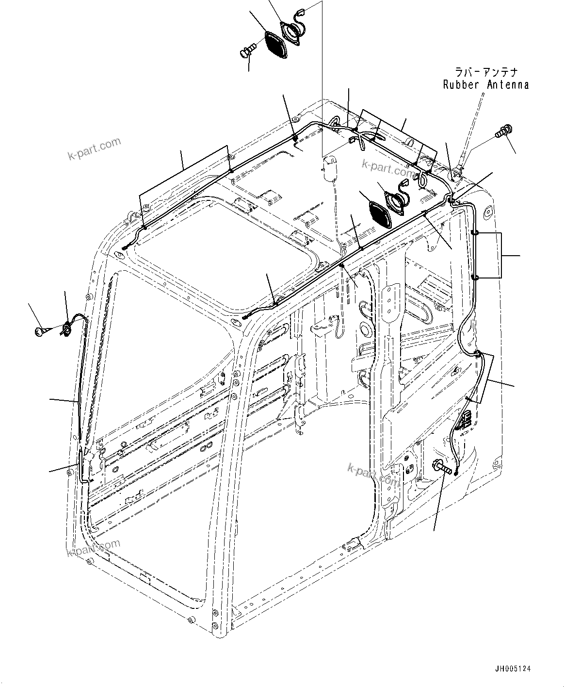 Komatsu parts book diagram for PC170LC-10 S/N 30001-UP: CAB, SPEAKER AND WINDOW WASHER (#30001-)