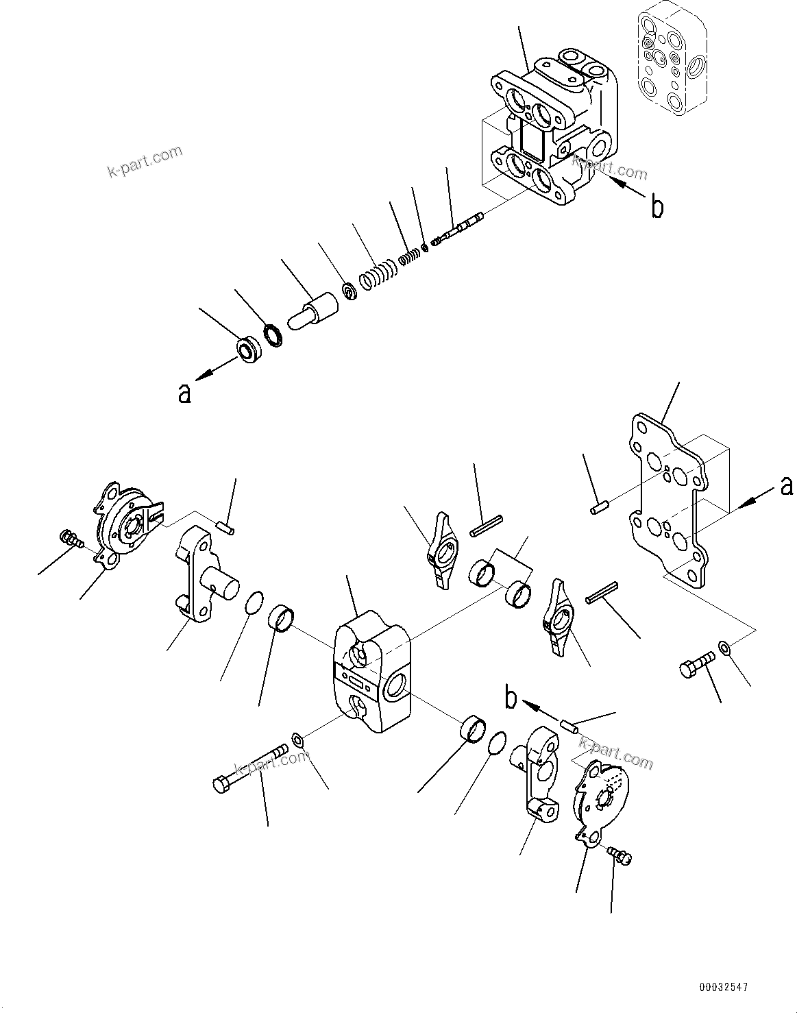 Komatsu parts book diagram for PC170LC-10 S/N 30001-UP: CAB, PPC VALVE FOR TRAVEL (1/2) (#30001-)