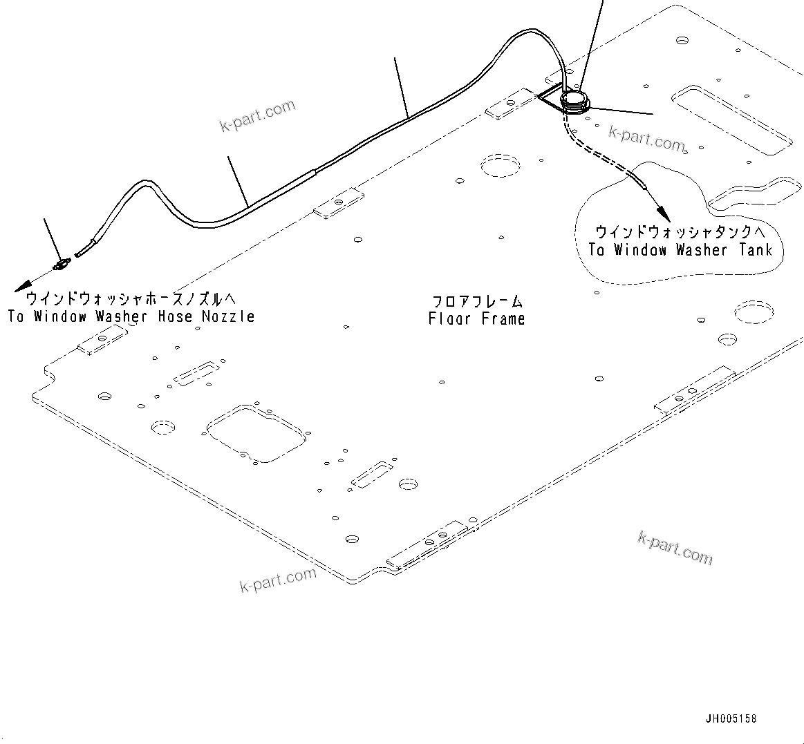 Komatsu parts book diagram for PC170LC-10 S/N 30001-UP: CAB, FLOOR, WINDOW WASHER HOSE (#30001-)