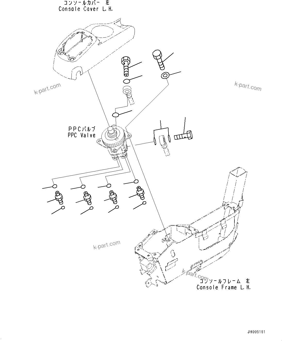 Komatsu parts book diagram for PC170LC-10 S/N 30001-UP: CAB, FLOOR, PPC VALVE MOUNTING FOR WORK EQUIPMENT, L.H. (#30001-)