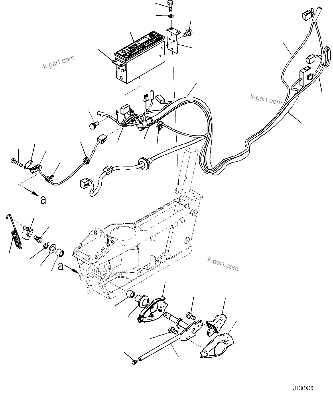 Komatsu parts book diagram for PC170LC-10 S/N 30001-UP: CAB, FLOOR, RADIO AND WORK EQUIPMENT LOCK LEVER (#30001-)
