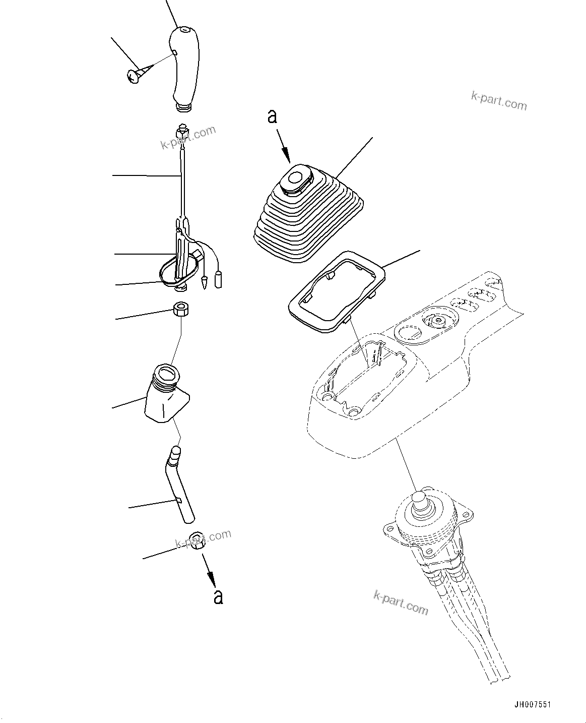 Komatsu parts book diagram for PC170LC-10 S/N 30001-UP: CAB, FLOOR, WORK EQUIPMENT CONTROL LEVER, R.H. (#30001-)