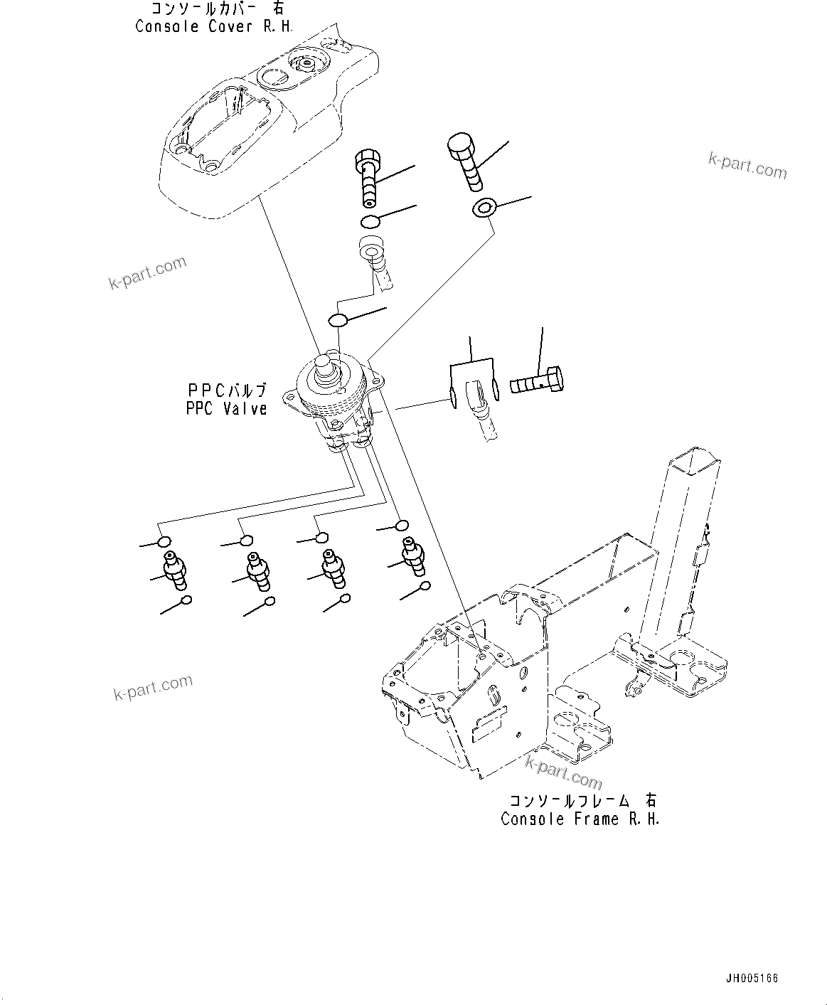 Komatsu parts book diagram for PC170LC-10 S/N 30001-UP: CAB, FLOOR, PPC VALVE MOUNTING FOR WORK EQUIPMENT, R.H. (#30001-)