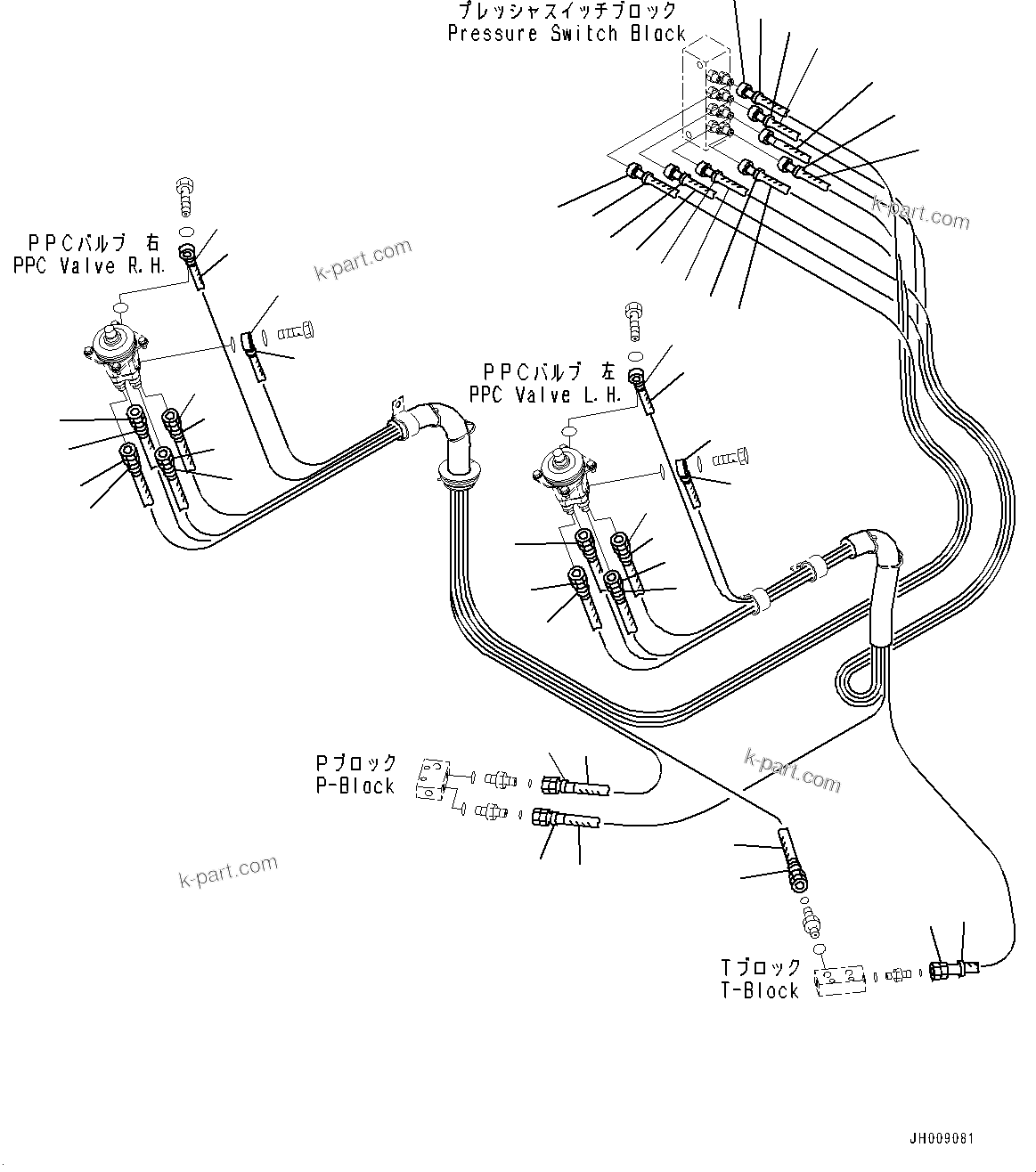 Komatsu parts book diagram for PC170LC-10 S/N 30001-UP: CAB, FLOOR, PPC VALVE PIPING FOR WORK EQUIPMENT (#30001-)