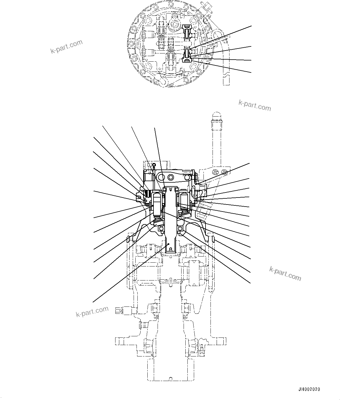 Komatsu parts book diagram for PC170LC-10 S/N 30001-UP: SWING MACHINERY AND MOTOR, INNER PARTS (2/8) (#30001-)