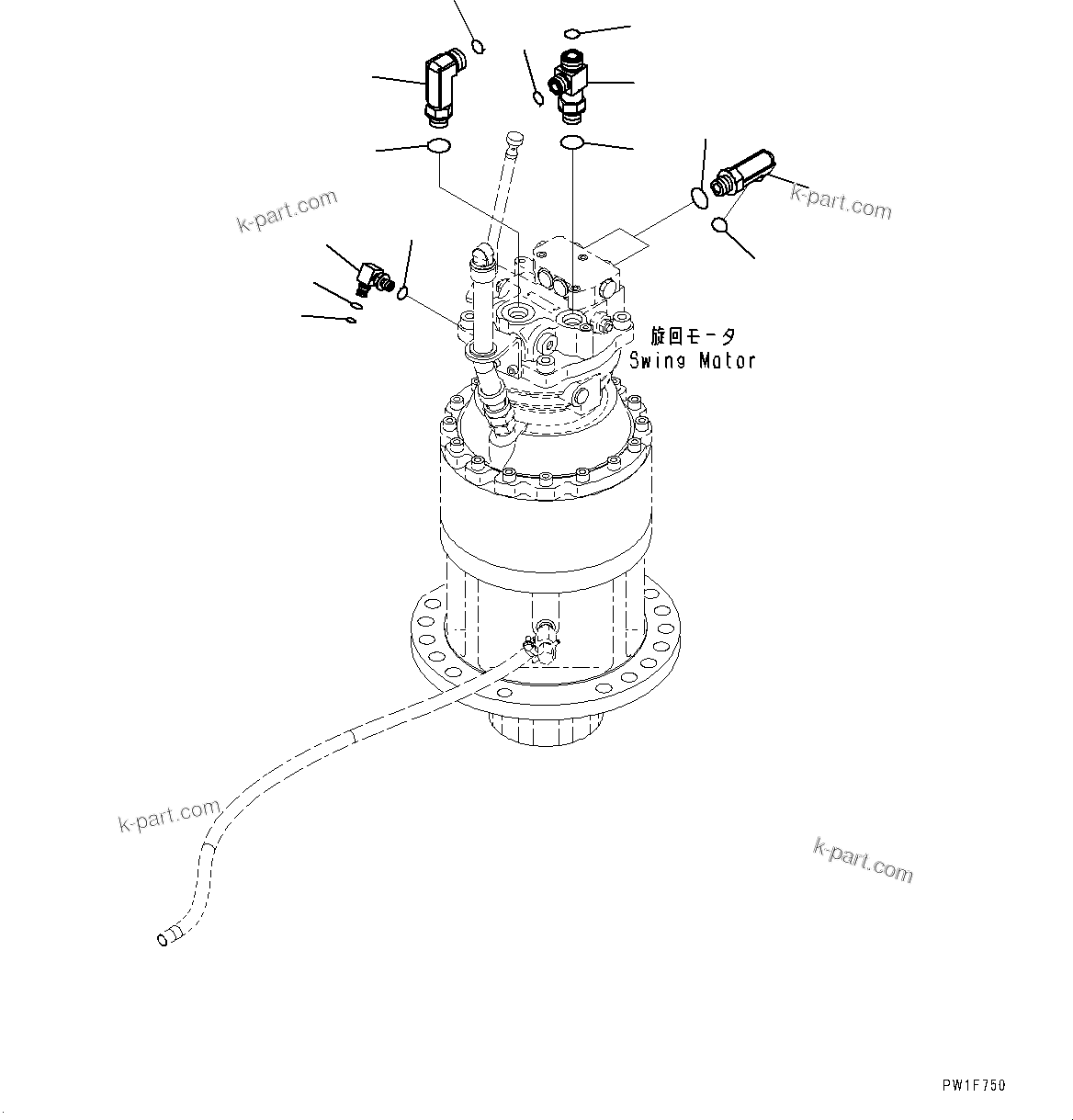 Komatsu parts book diagram for PC170LC-10 S/N 30001-UP: SWING MOTOR (#30001-)