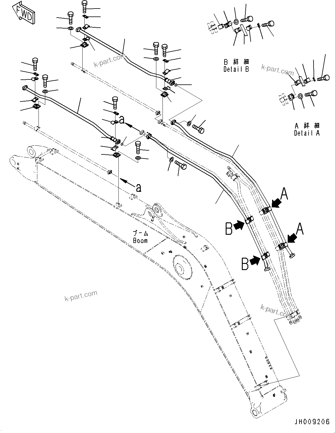 Komatsu parts book diagram for PC170LC-10 S/N 30001-UP: BOOM, ADDITIONAL PIPING (#30001-)