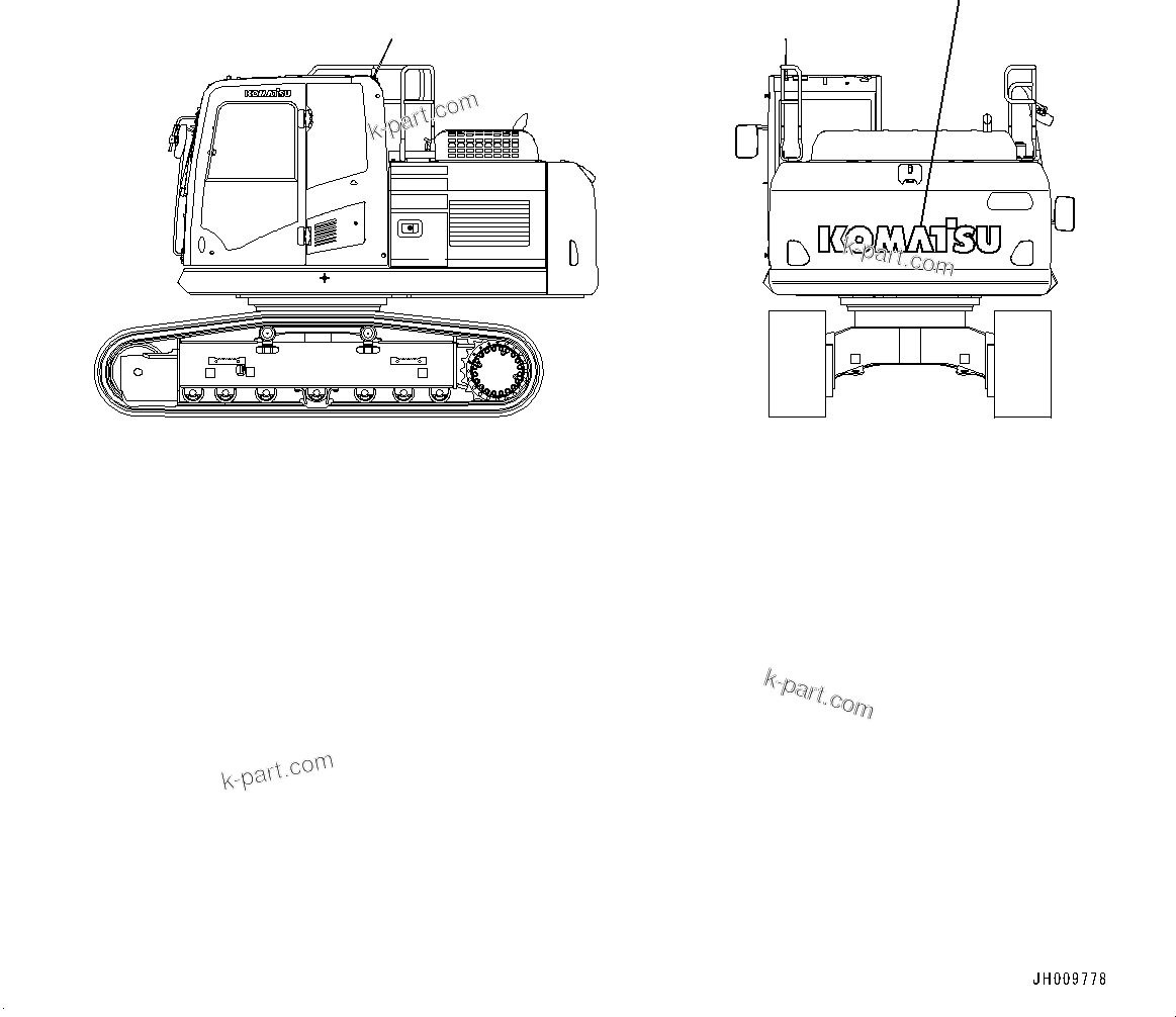 Komatsu parts book diagram for PC170LC-10 S/N 30001-UP: KOMATSU LOGO (#30001-)