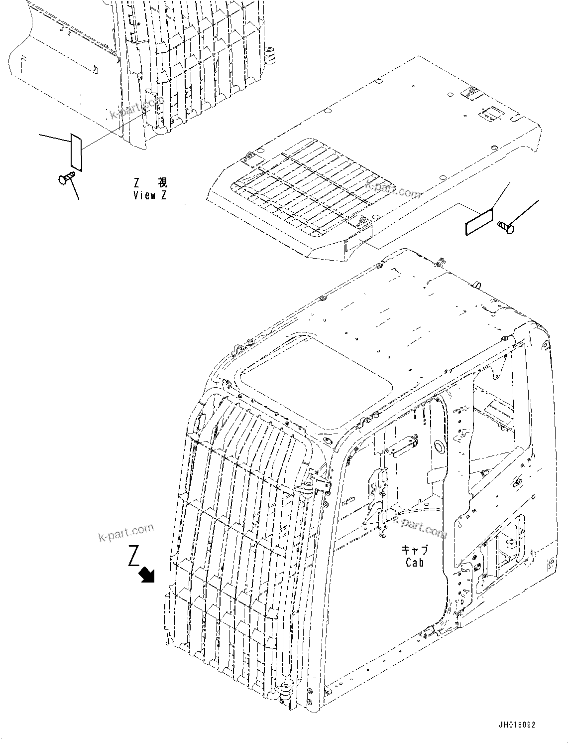Komatsu parts book diagram for PC170LC-10 S/N 30001-UP: FOPS PLATE,  (#30001-30383)