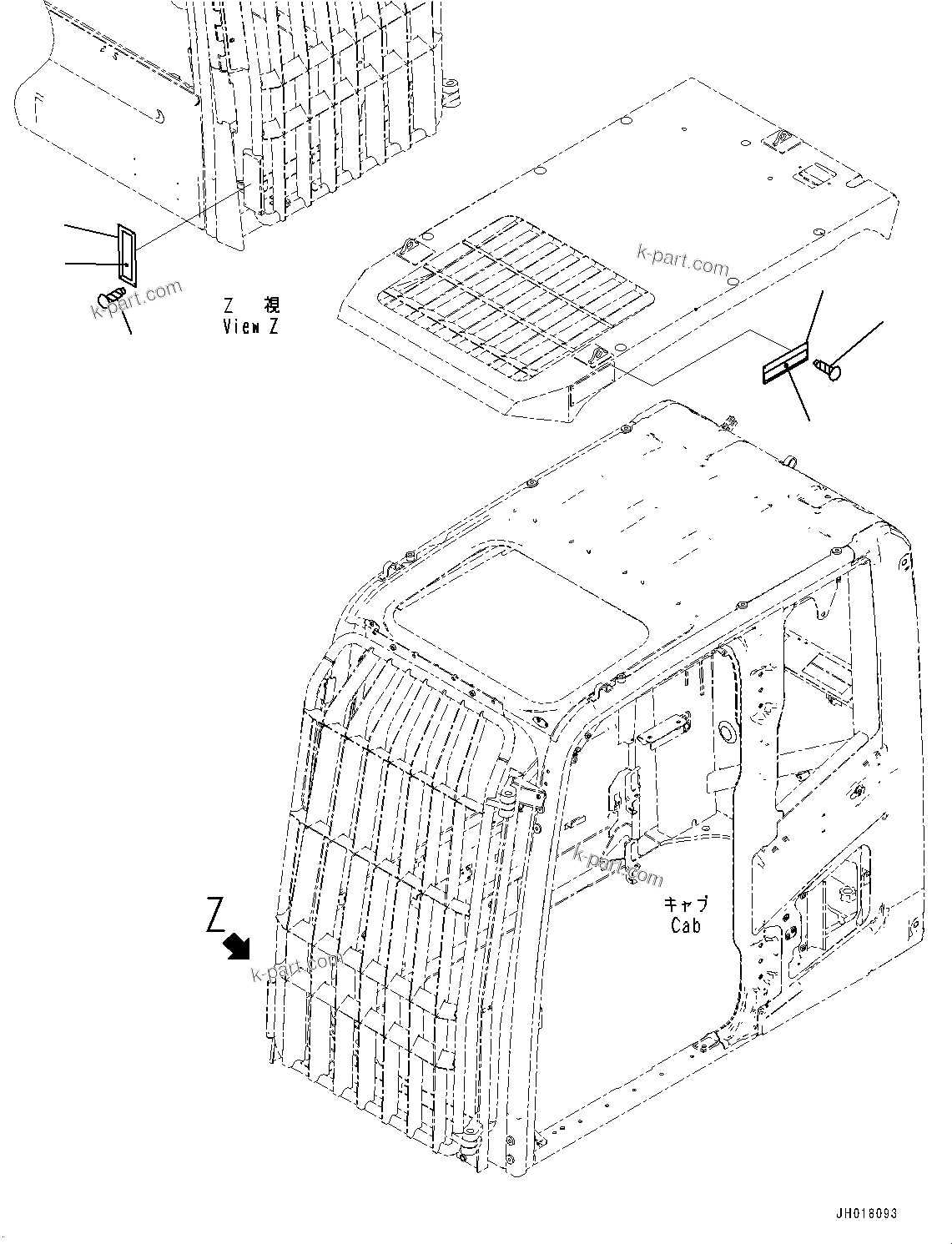 Komatsu parts book diagram for PC170LC-10 S/N 30001-UP: FOPS PLATE,  (#30384-)