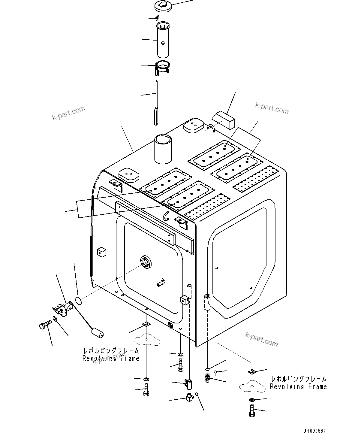 Komatsu parts book diagram for HB365-1 S/N 1001-UP: FUEL TANK (#1001-)