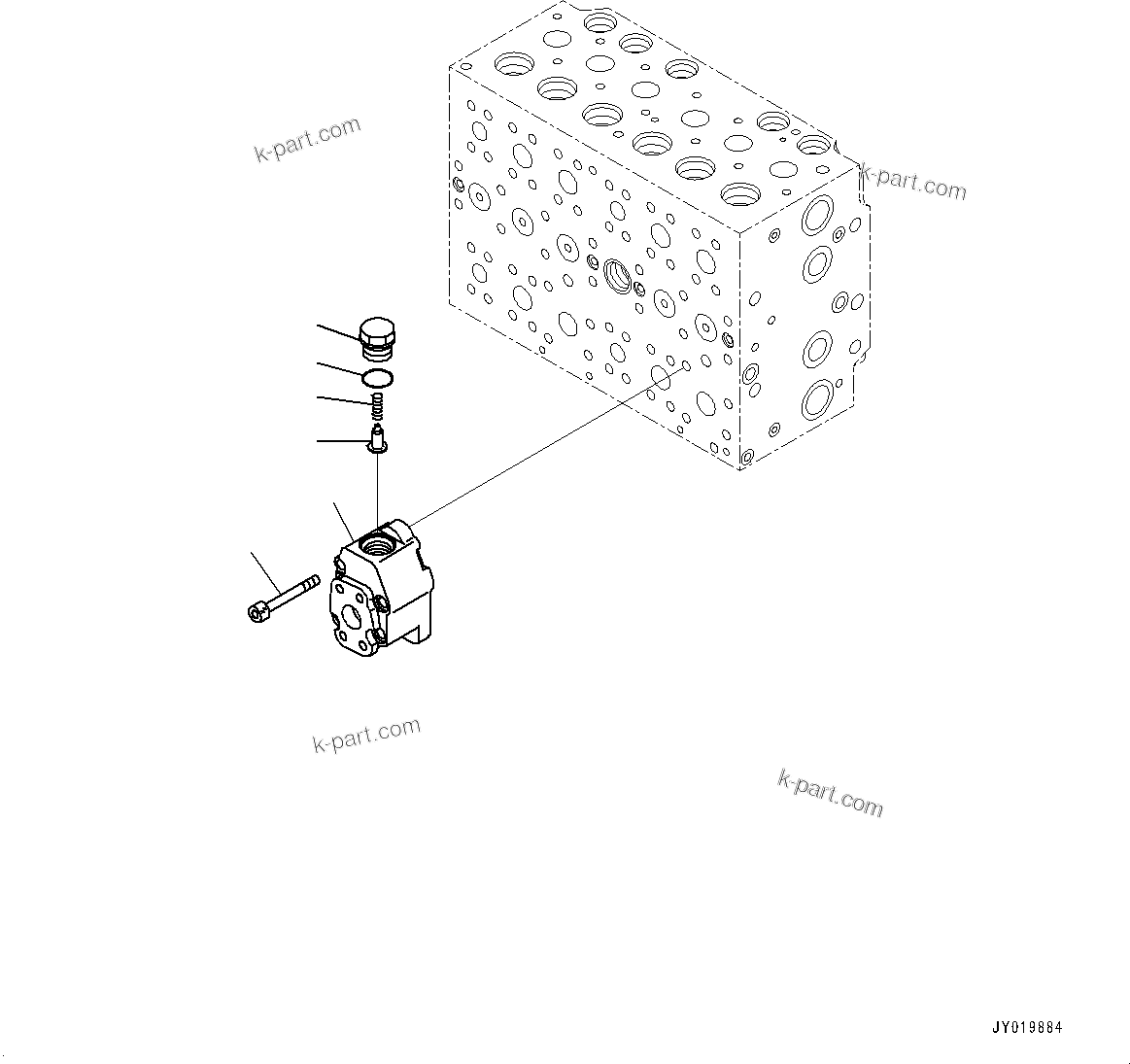 Komatsu parts book diagram for HB365-1 S/N 1001-UP: CONTROL VALVE, INNER PARTS (19/24) (#1001-)