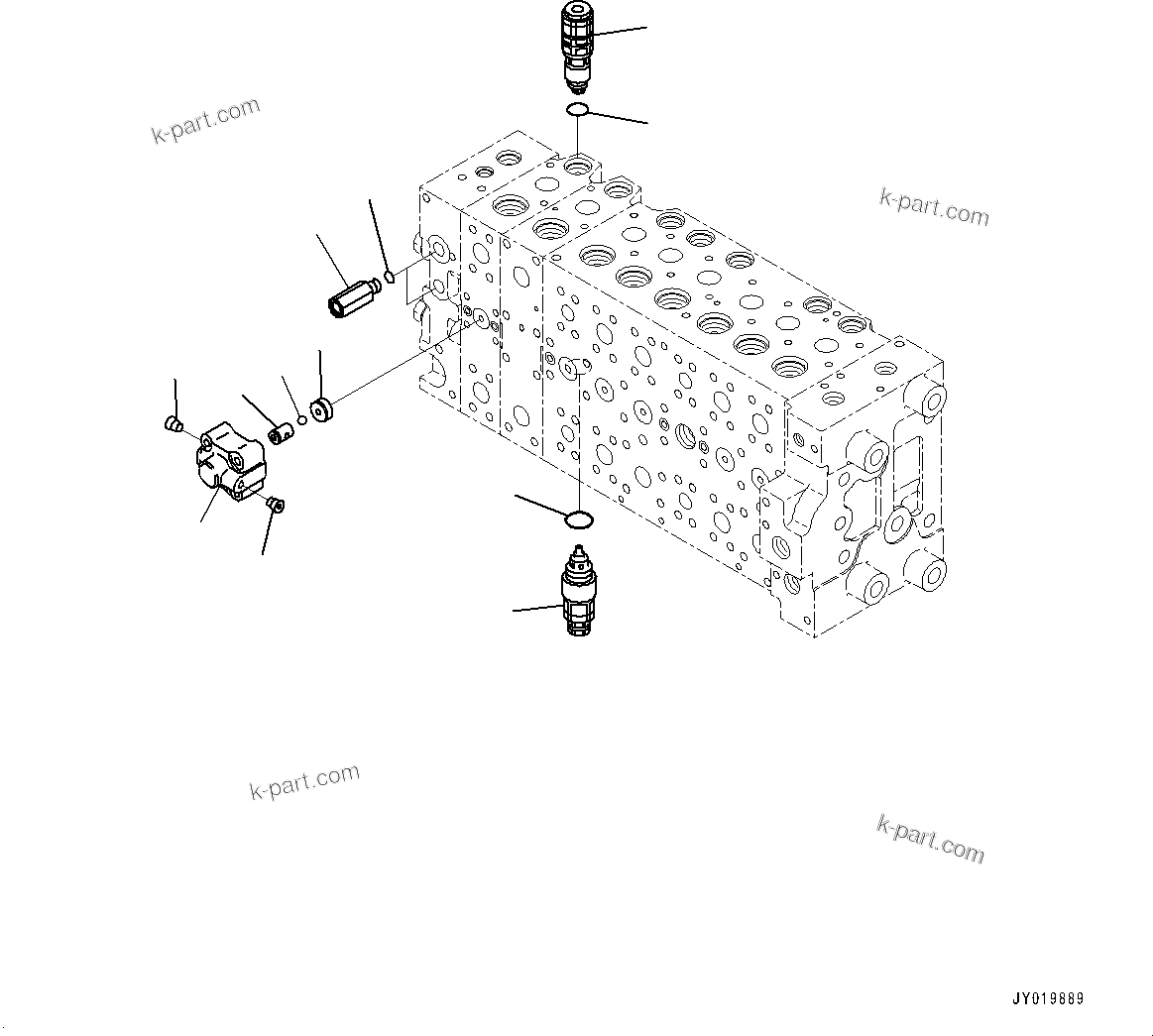 Komatsu parts book diagram for HB365-1 S/N 1001-UP: CONTROL VALVE, INNER PARTS (24/24) (#1001-)