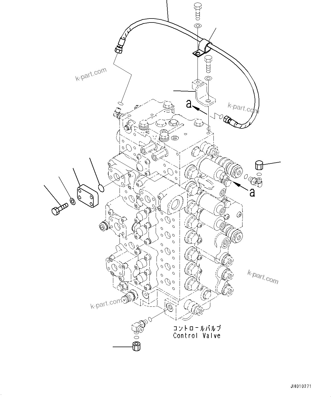 Komatsu parts book diagram for HB365-1 S/N 1001-UP: CONTROL VALVE, BLIND PARTS (#1001-)