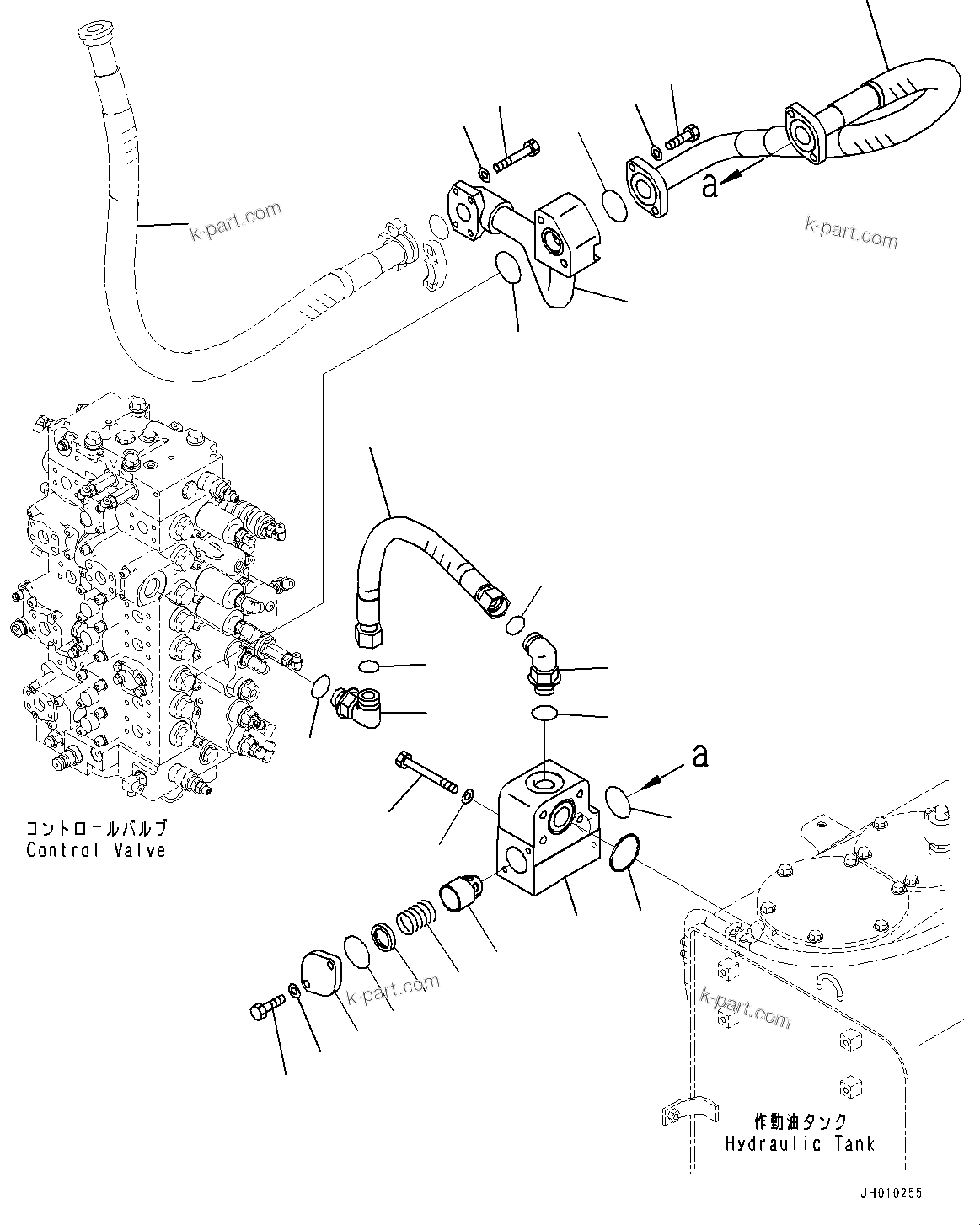 Komatsu parts book diagram for HB365-1 S/N 1001-UP: RETURN PIPING (#1001-)