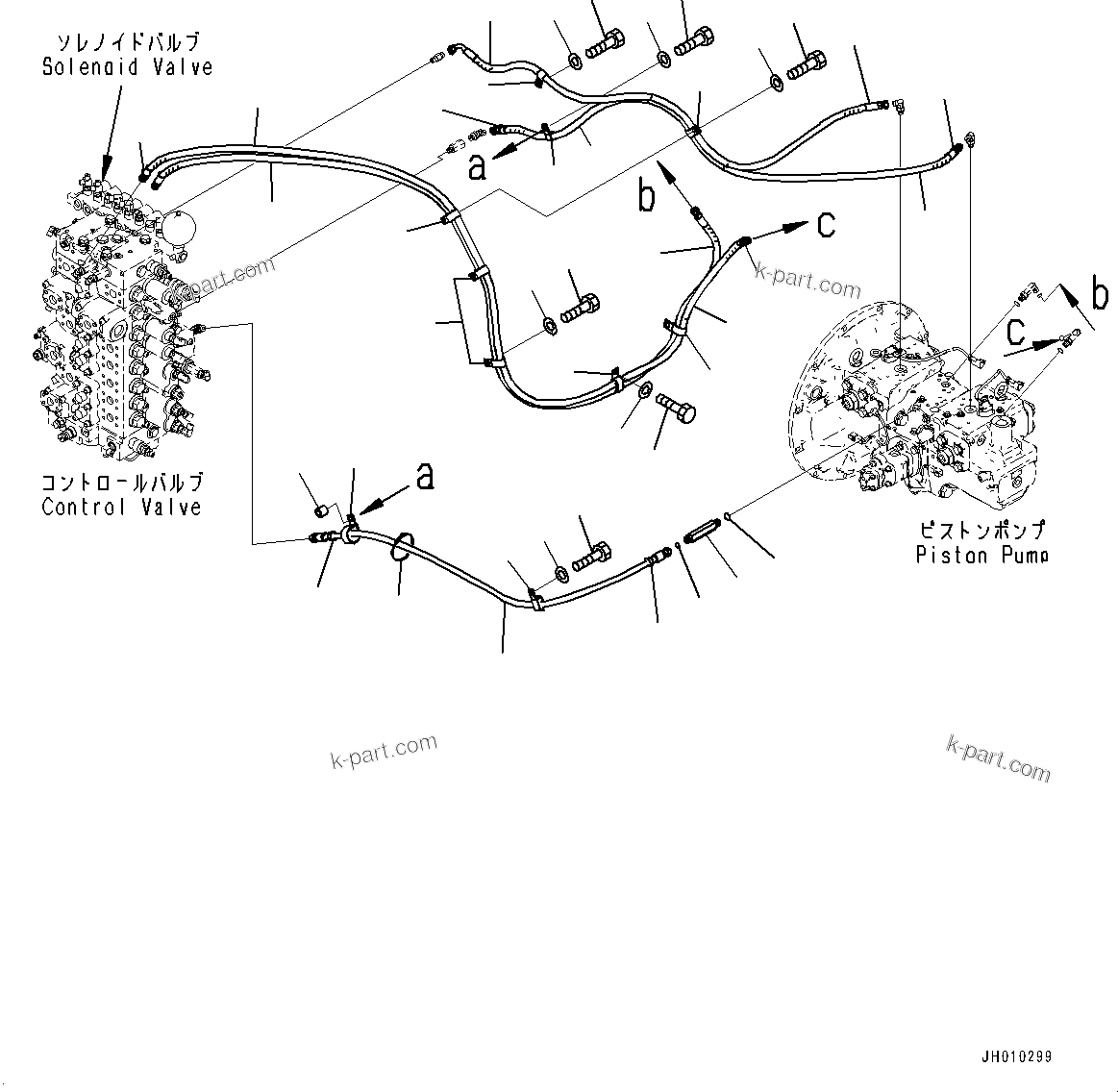 Komatsu parts book diagram for HB365-1 S/N 1001-UP: LS PIPING (#1001-)
