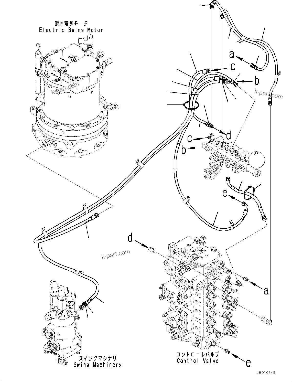 Komatsu parts book diagram for HB365-1 S/N 1001-UP: SOLENOID VALVE, PIPING (#1001-)