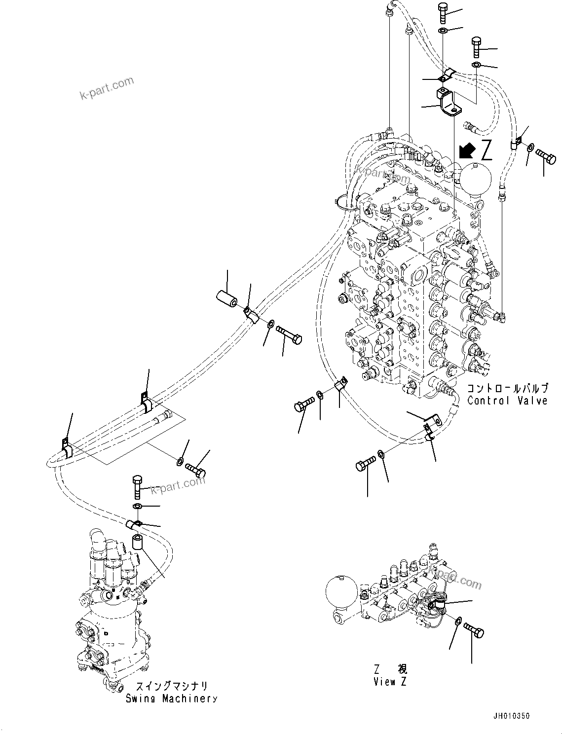 Komatsu parts book diagram for HB365-1 S/N 1001-UP: SOLENOID VALVE, PIPING MOUNTING (#1001-)
