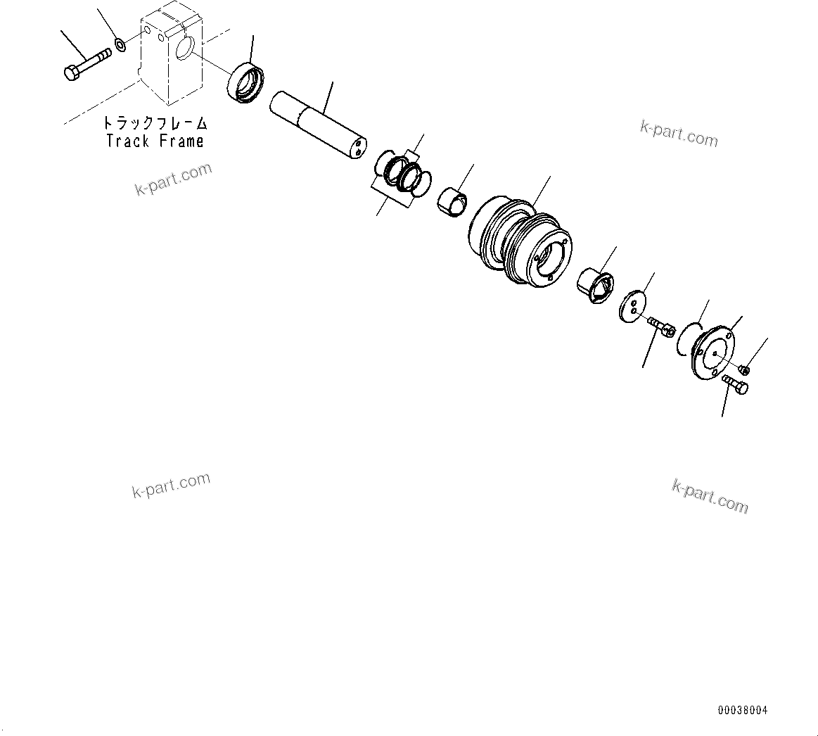 Komatsu parts book diagram for HB365-1 S/N 1001-UP: CARRIER ROLLER (#1001-)