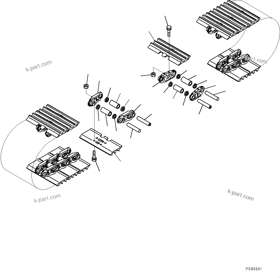 Komatsu parts book diagram for HB365-1 S/N 1001-UP: TRACK SHOE ASSEMBLY (#1001-)