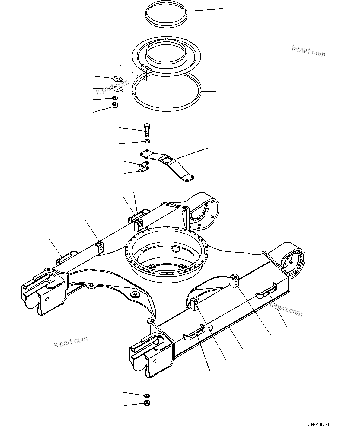 Komatsu parts book diagram for HB365-1 S/N 1001-UP: TRACK FRAME (#1001-)