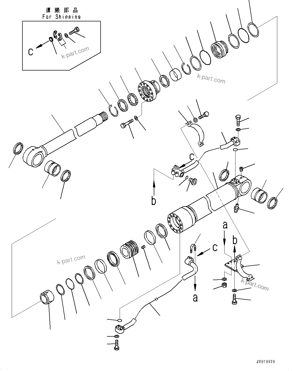 Komatsu parts book diagram for HB365-1 S/N 1001-UP: BOOM CYLINDER, L.H. (#1001-)