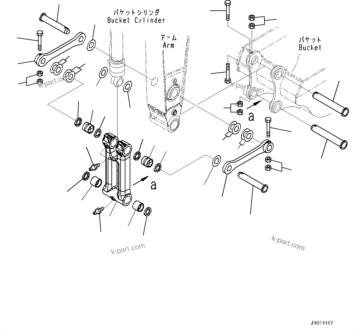 Komatsu parts book diagram for HB365-1 S/N 1001-UP: ARM, BUCKET LINK (#1001-)