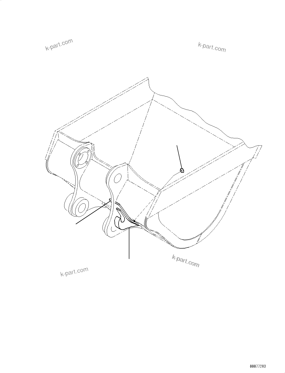 Komatsu parts book diagram for HB365-1 S/N 1001-UP: BUCKET, (1/2) (#1001-)