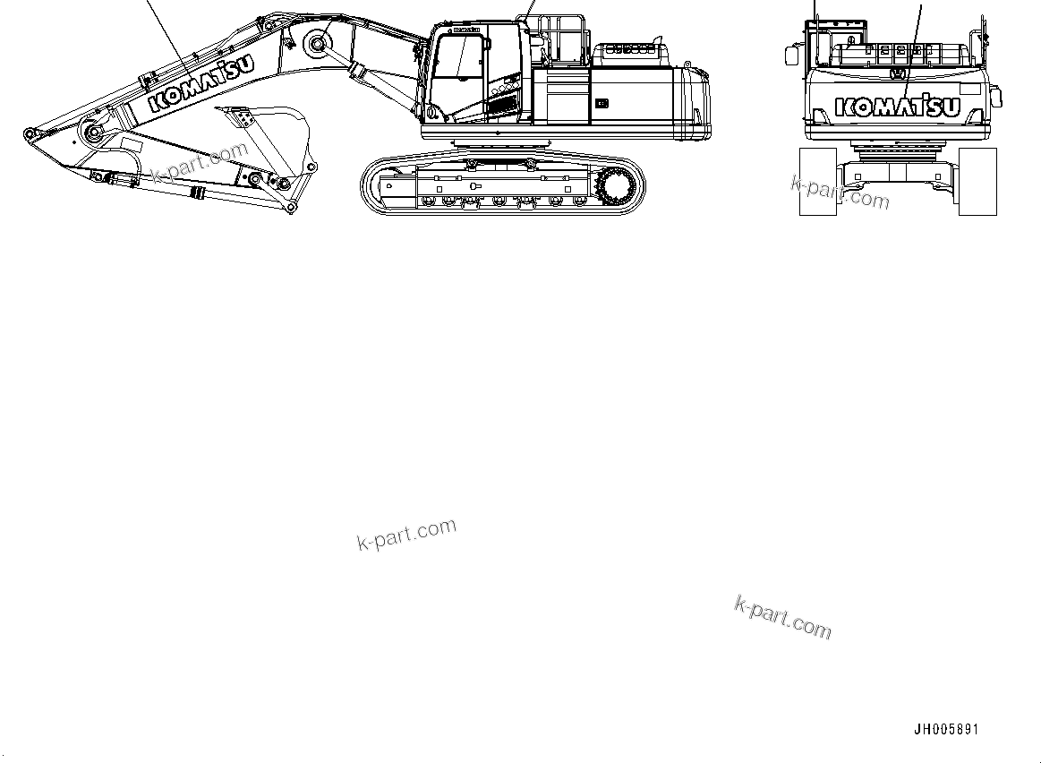 Komatsu parts book diagram for HB365-1 S/N 1001-UP: KOMATSU LOGO (#1001-)