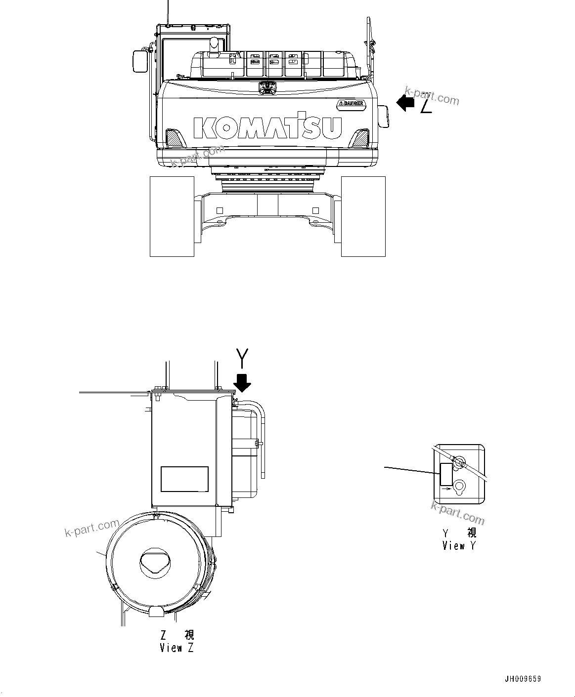 Komatsu parts book diagram for HB365-1 S/N 1001-UP: COOLANT DECAL (#1001-)
