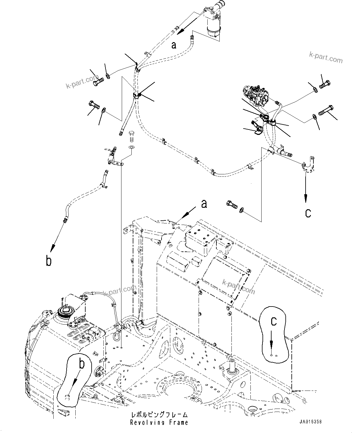 Komatsu parts book diagram for PC88MR-10 S/N 7001-UP: FUEL SUPPLY PIPING, SUCTION PIPING (#7001-)