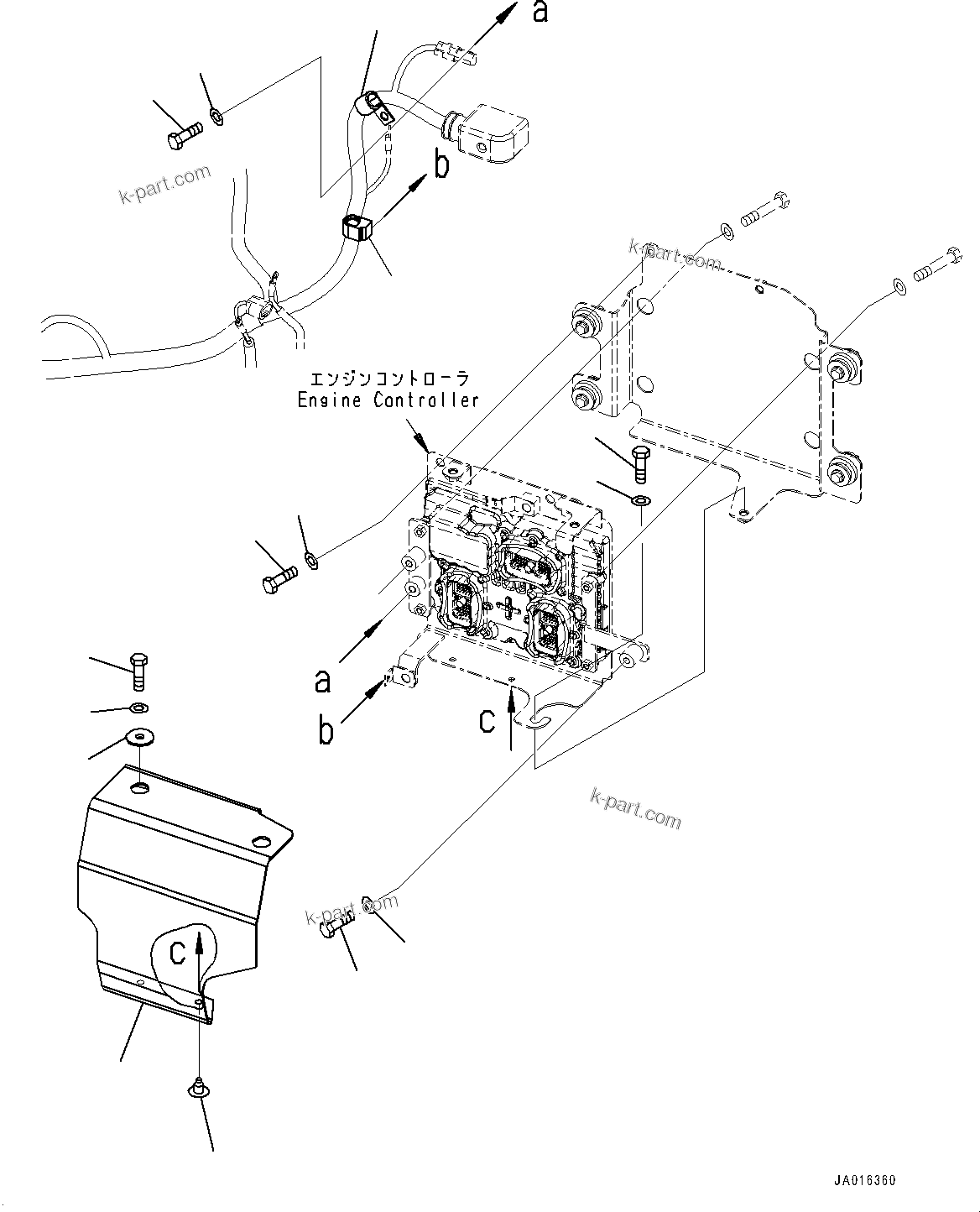 Komatsu parts book diagram for PC88MR-10 S/N 7001-UP: ELECTRIC WIRING HARNESS, WIRING HARNESS CLAMP, ENGINE CONTROLLER (#7001-)