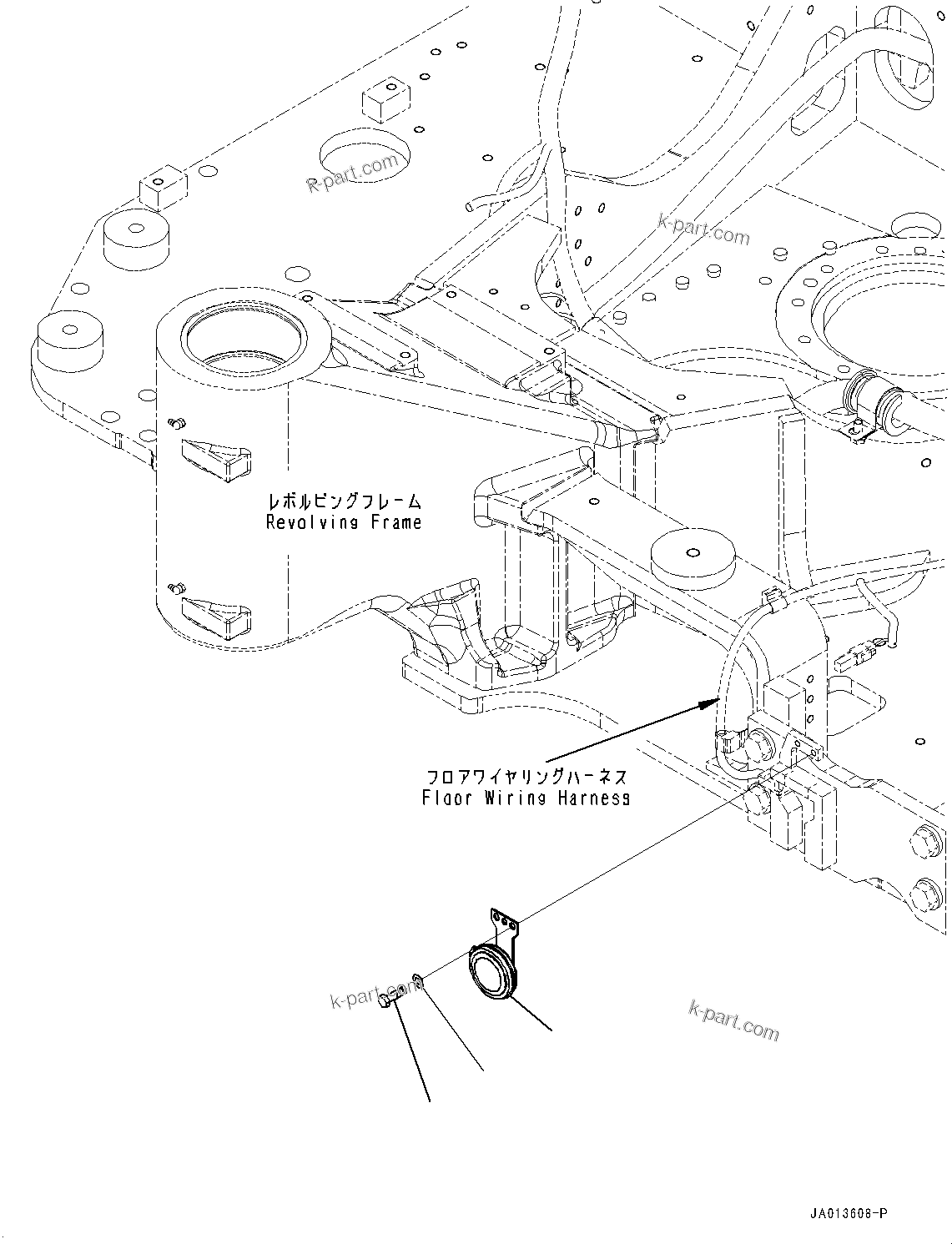Komatsu parts book diagram for PC88MR-10 S/N 7001-UP: ELECTRIC WIRING HARNESS, HORN (#7001-)
