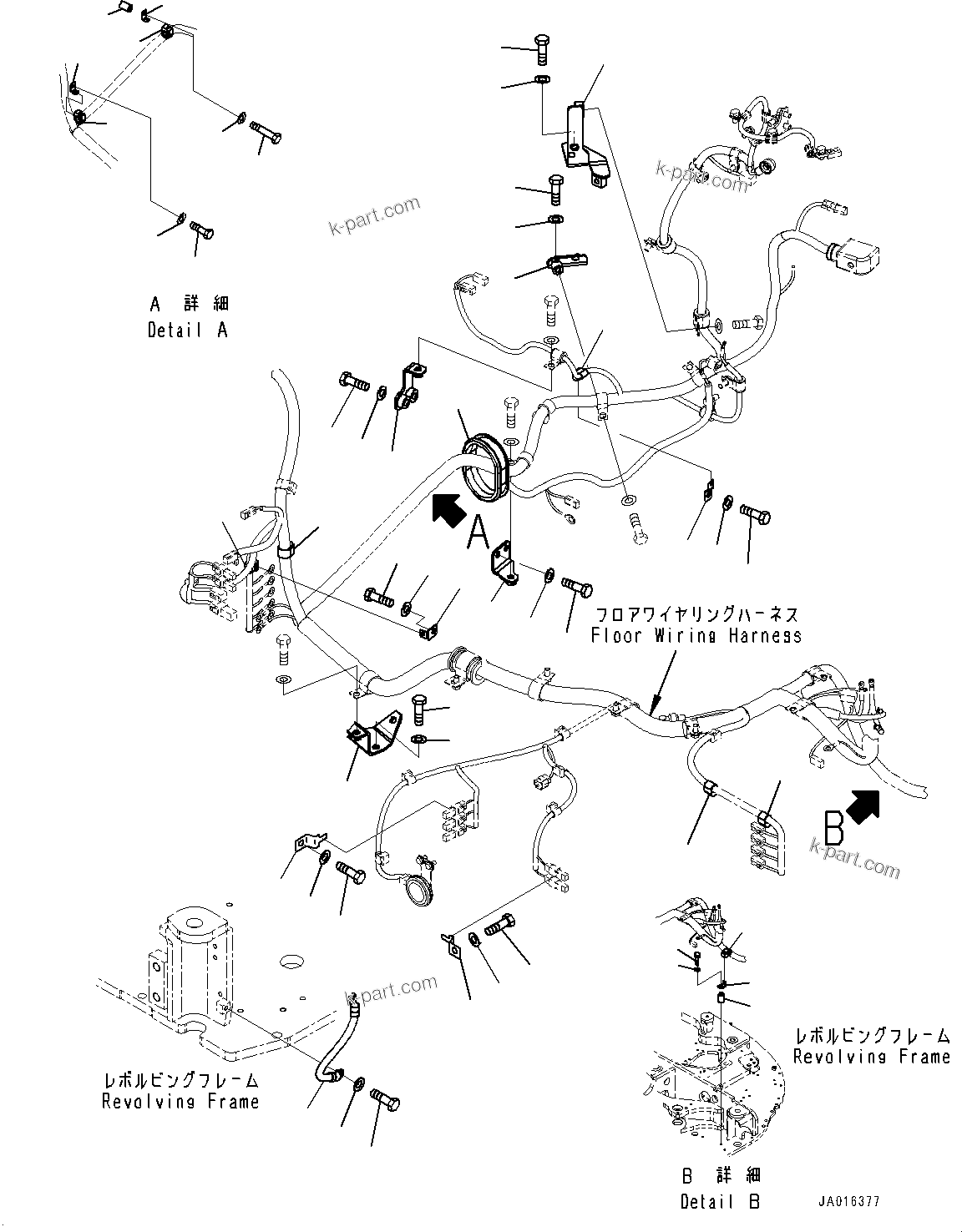Komatsu parts book diagram for PC88MR-10 S/N 7001-UP: ELECTRIC WIRING HARNESS, WIRING HARNESS CLAMP, REVOLVING FRAME (2/2) (#7001-)