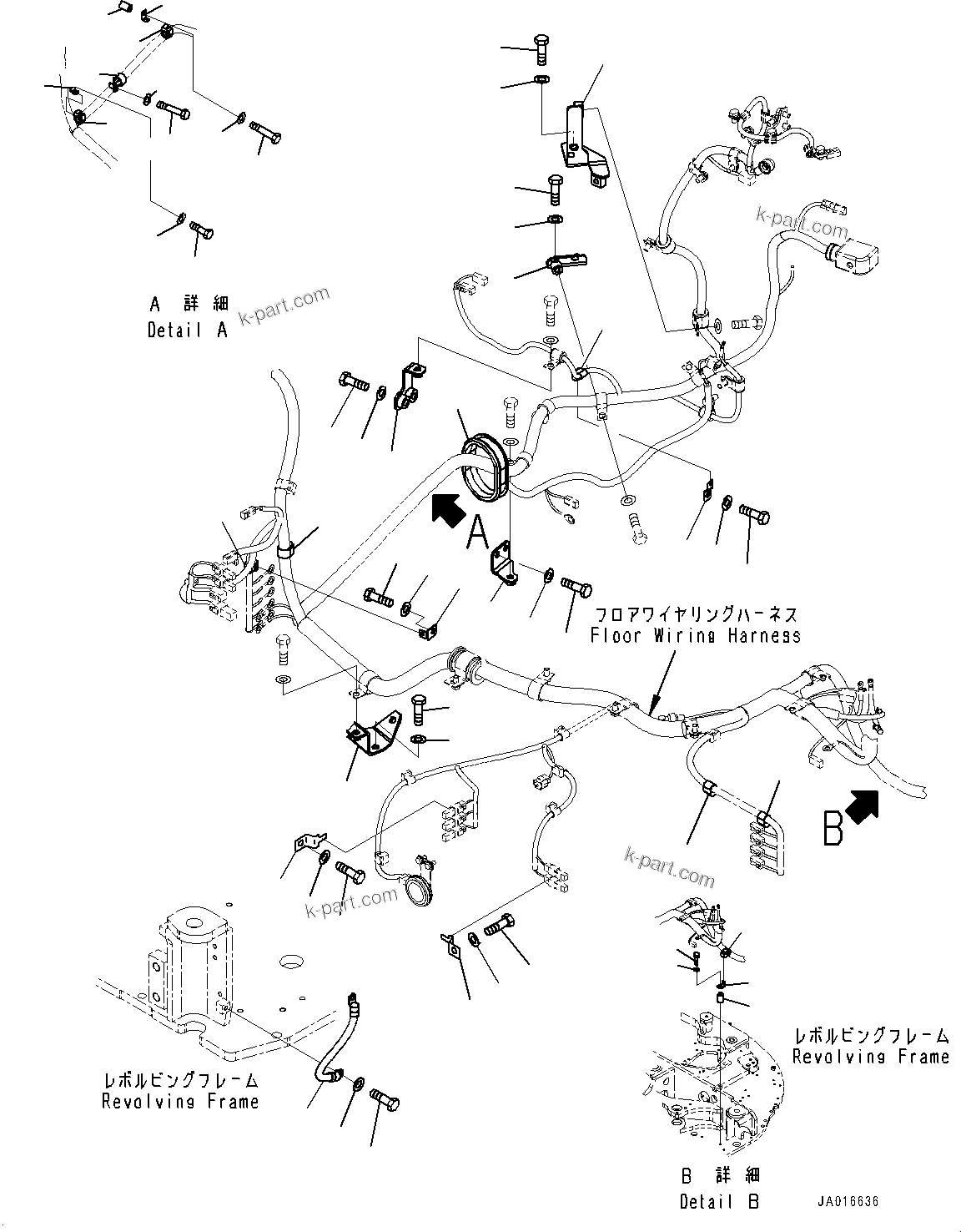 Komatsu parts book diagram for PC88MR-10 S/N 7001-UP: ELECTRIC WIRING HARNESS, WIRING HARNESS CLAMP, REVOLVING FRAME (2/2) (#7001-)