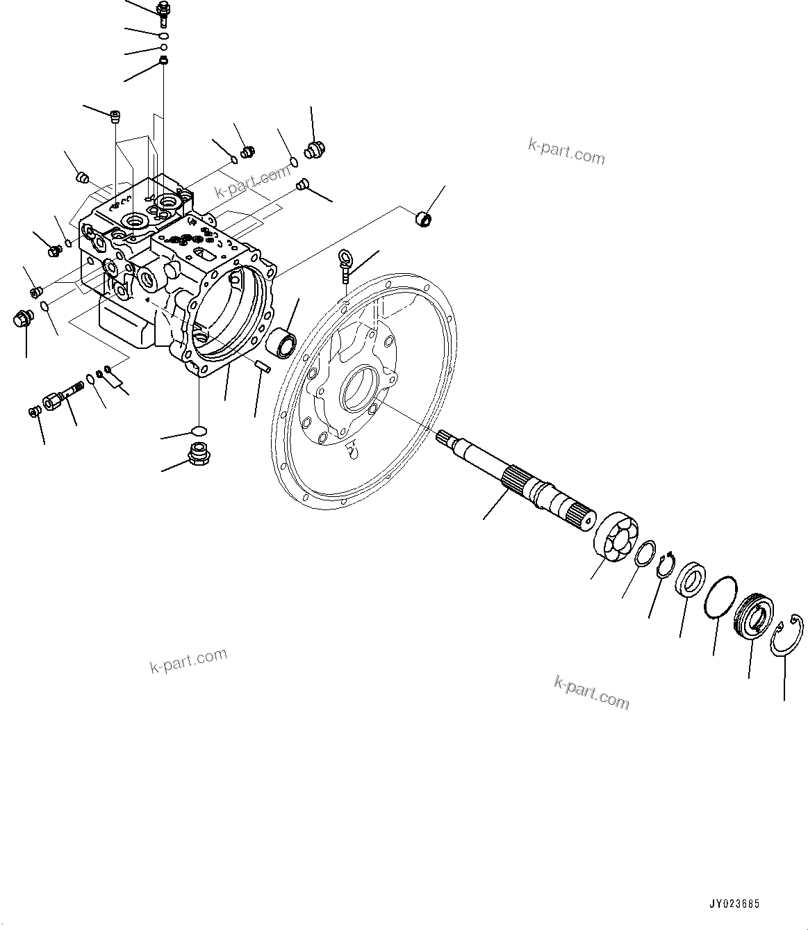 Komatsu parts book diagram for PC88MR-10 S/N 7001-UP: PISTON PUMP, INNER PARTS (1/4) (#7001-)