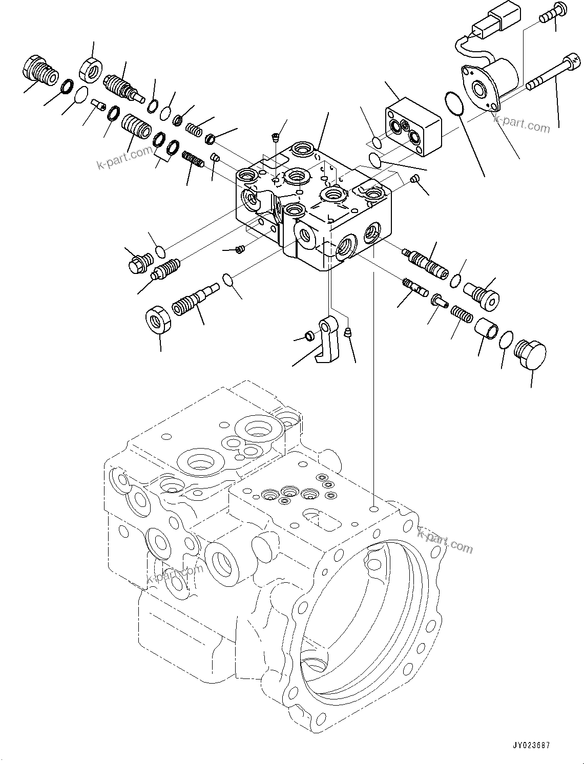 Komatsu parts book diagram for PC88MR-10 S/N 7001-UP: PISTON PUMP, INNER PARTS (3/4) (#7001-)