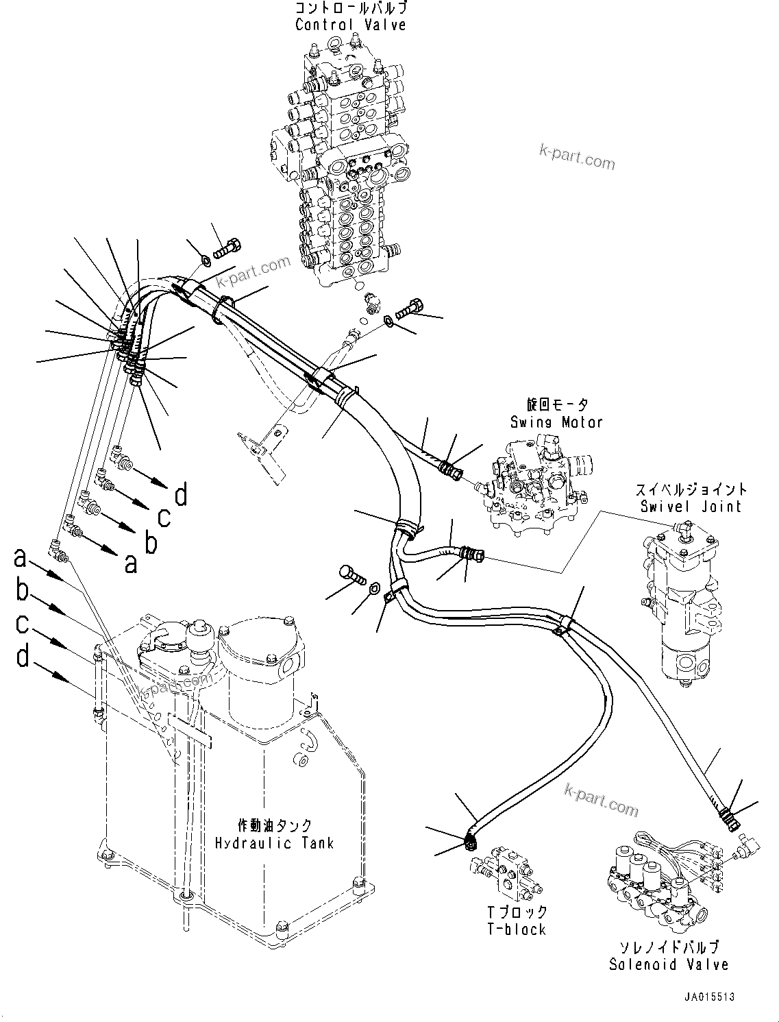 Komatsu parts book diagram for PC88MR-10 S/N 7001-UP: DRAIN PIPING, PIPING (#7001-)
