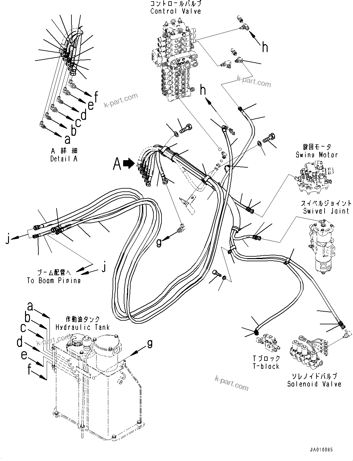 Komatsu parts book diagram for PC88MR-10 S/N 7001-UP: DRAIN PIPING, PIPING (#7001-)