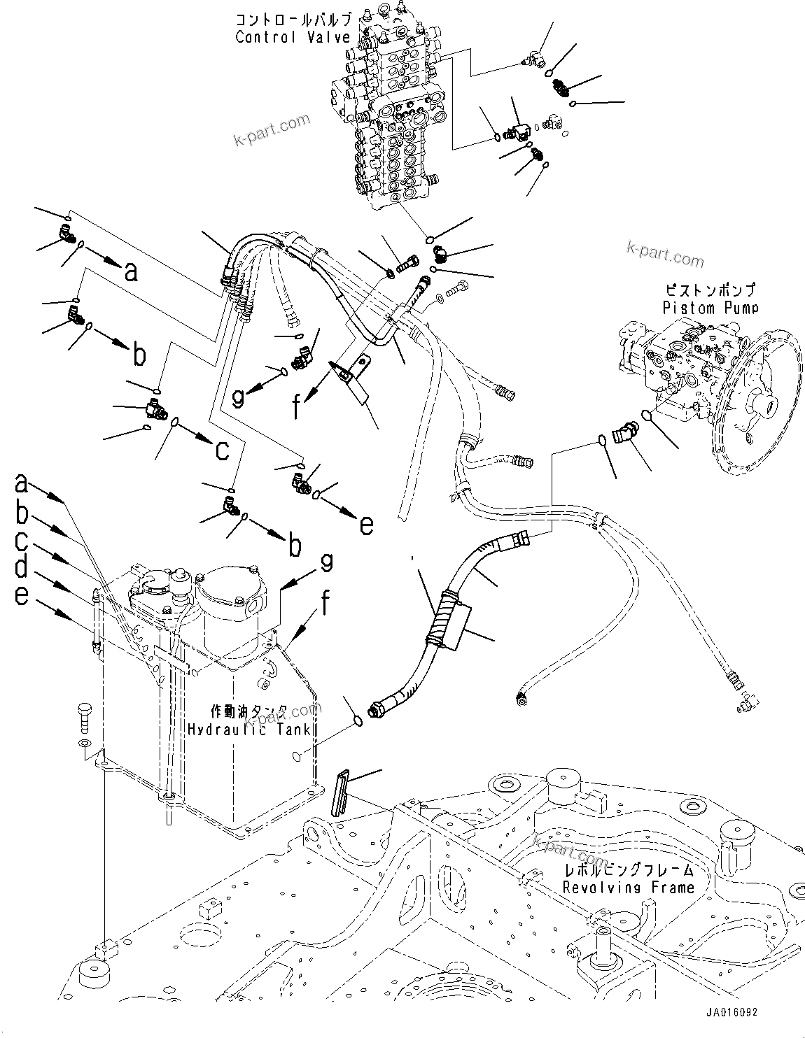 Komatsu parts book diagram for PC88MR-10 S/N 7001-UP: DRAIN PIPING, HYDRAULIC TANK ELBOW AND PIPING (#7001-)