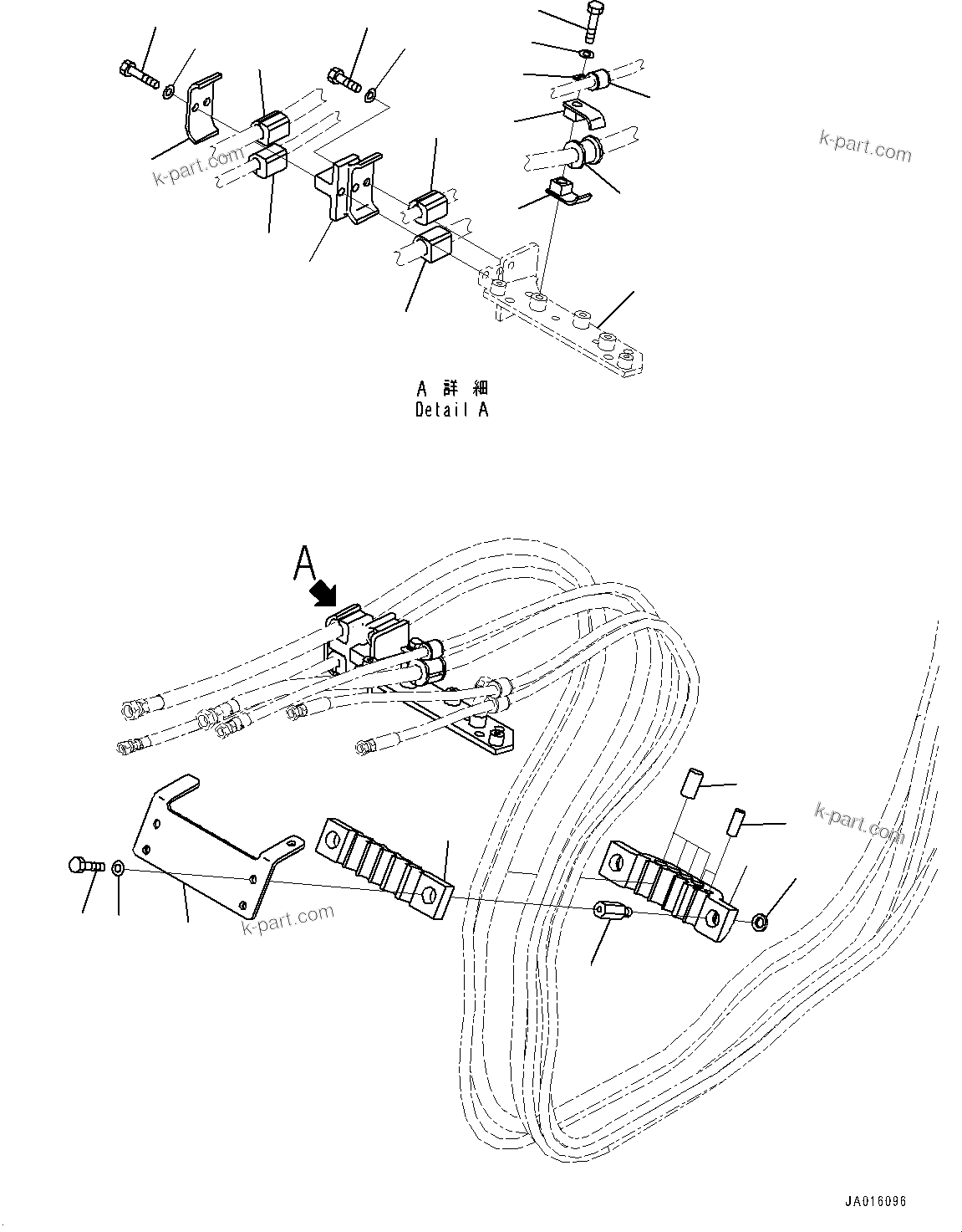 Komatsu parts book diagram for PC88MR-10 S/N 7001-UP: DRAIN PIPING, PIPING MOUNTING (#7001-)