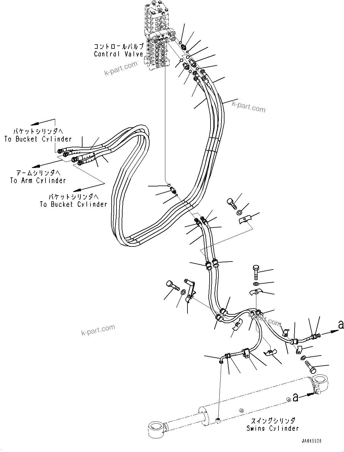 Komatsu parts book diagram for PC88MR-10 S/N 7001-UP: ARM AND BUCKET PIPING (#7001-)