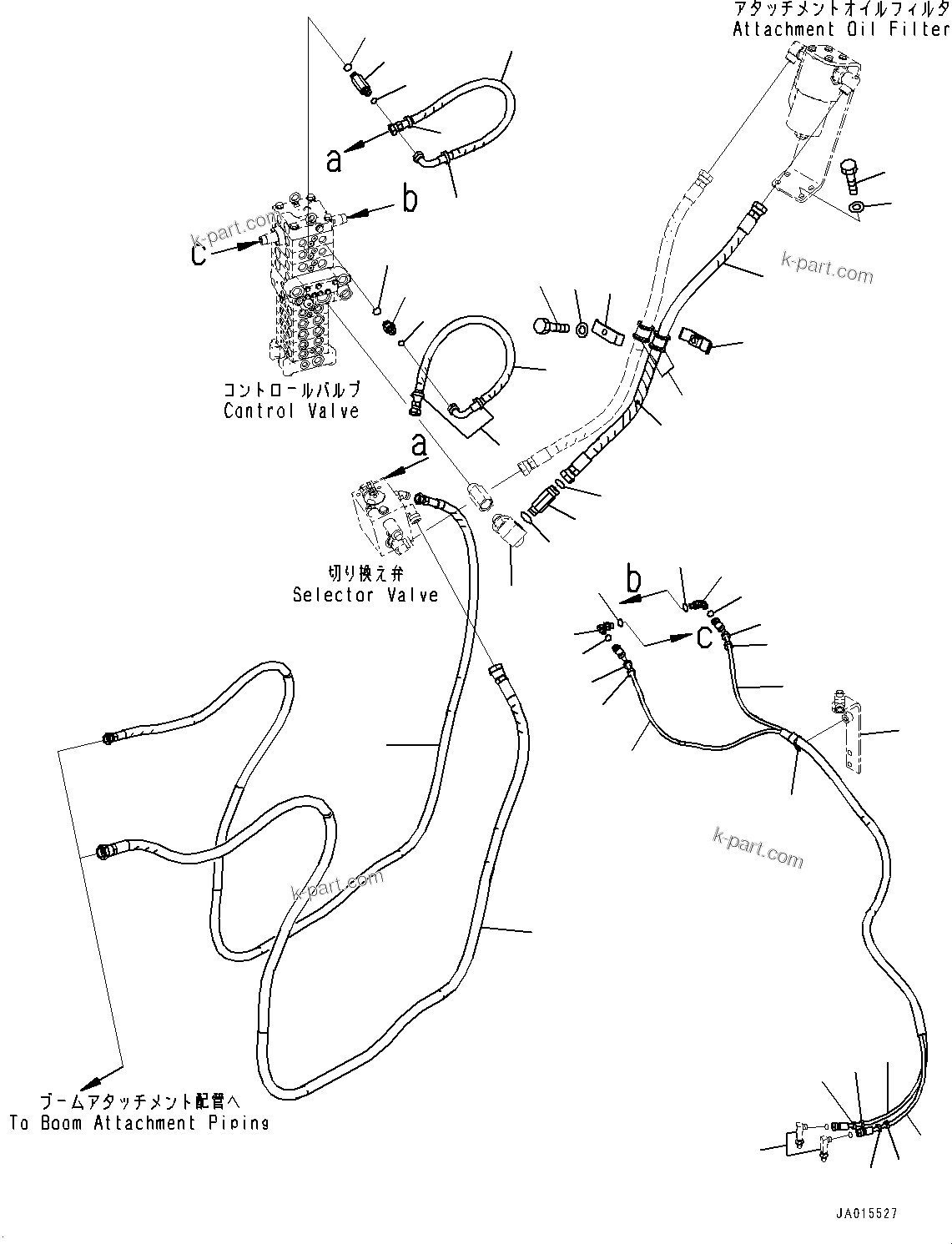 Komatsu parts book diagram for PC88MR-10 S/N 7001-UP: ADDITIONAL ACTUATOR PIPING, PIPING (#7001-)