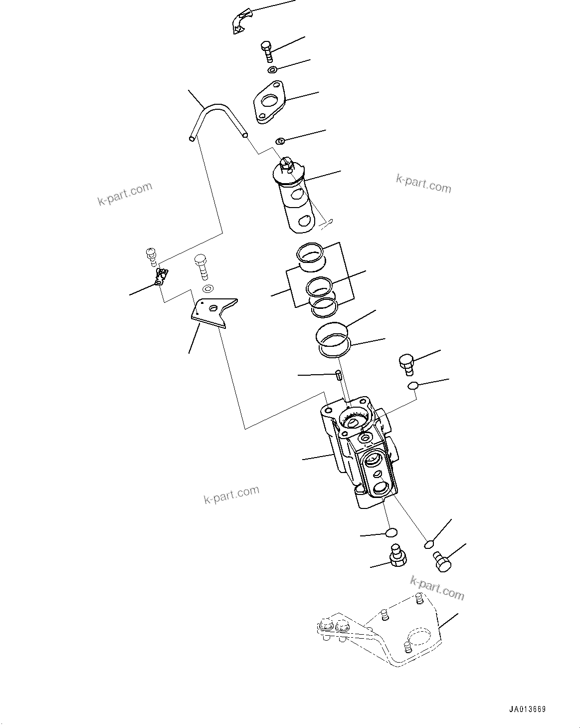 Komatsu parts book diagram for PC88MR-10 S/N 7001-UP: ADDITIONAL ACTUATOR PIPING, CONTROL PATTERN CHANGE OVER VALVE (1/3) (#7001-)